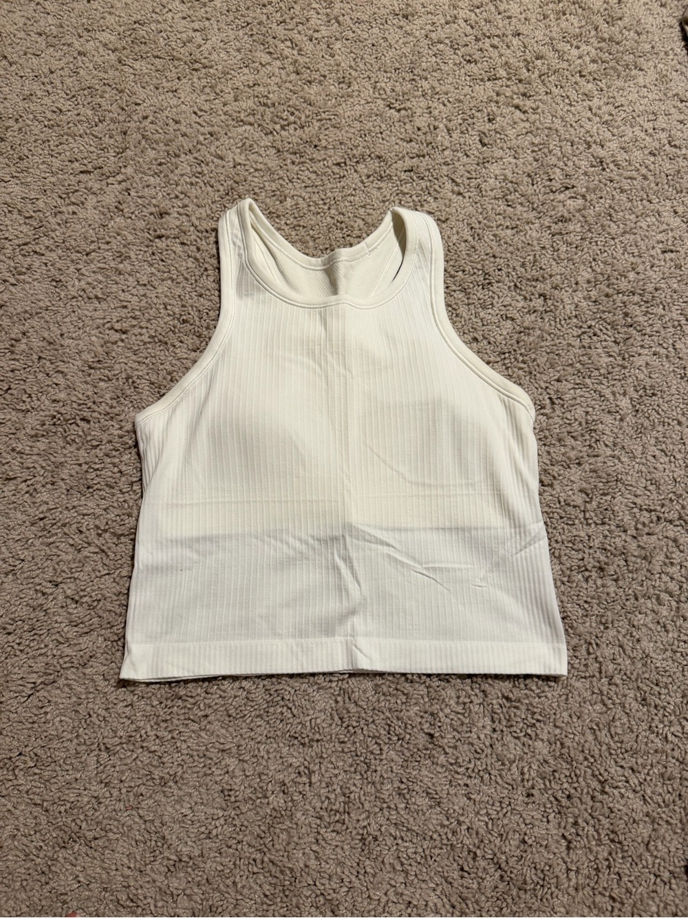 Lululemon Ebb to Street Ribbed White Racerback Crop Tank Top Size 6